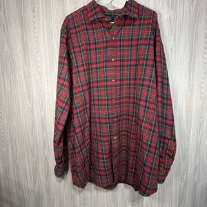 Polo Ralph Lauren Big & Tall Red‎ Plaid Long Sleeve Woven Shirt Men’s 2XLT Pony